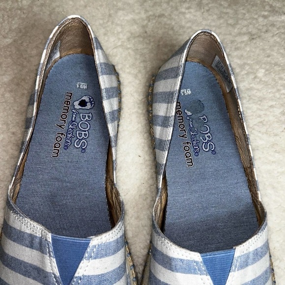 Skechers Bobs Espadrilles Women 9.5 Blue White Stripe Memory Foam Canvas Slip On - Picture 5 of 10
